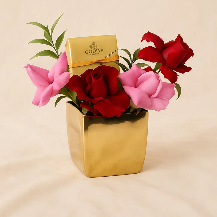  Godiva n Roses Gold Vase
