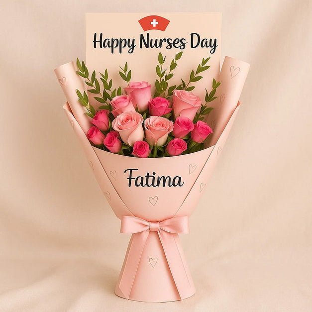 بوكيه ورود يوم التمريض مخصص بالاسم