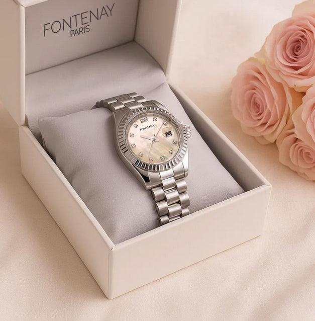 Fontenay Paris Women's Watch n Blooming Rose Tray 