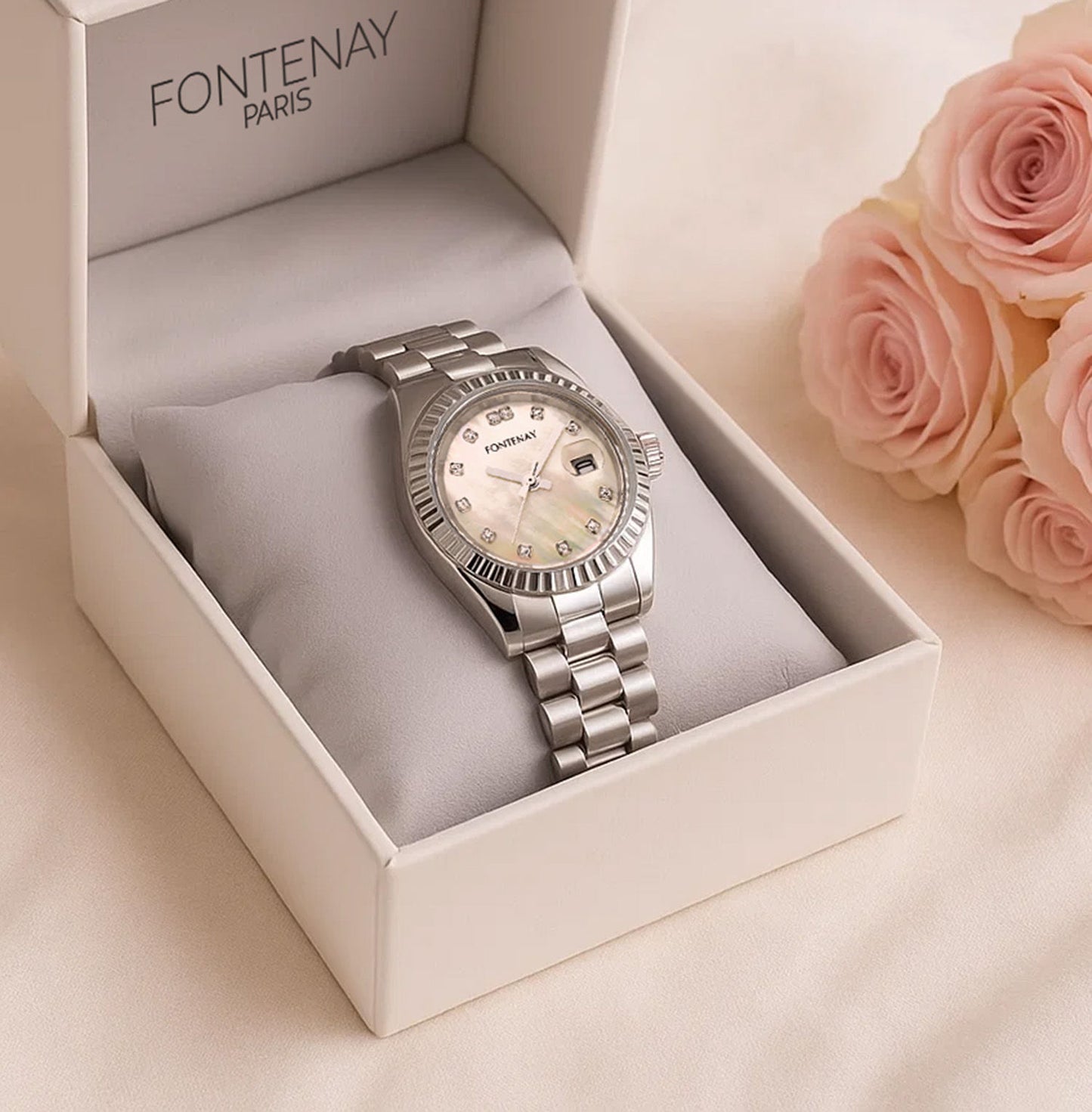 Fontenay Paris Women's Watch n Blooming Rose Tray 
