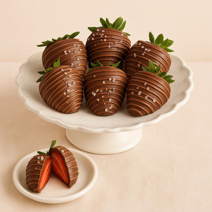 Dark Chocolate Salted  Strawberries