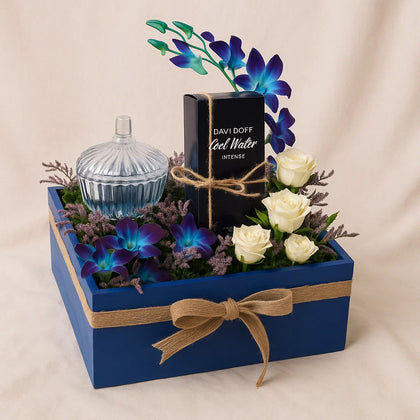 عطر دافيدوف كول وتر للرجال مع باقة ورد