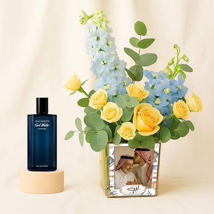 فازة ورد للأب مع عطر دافيدوف كول ووتر