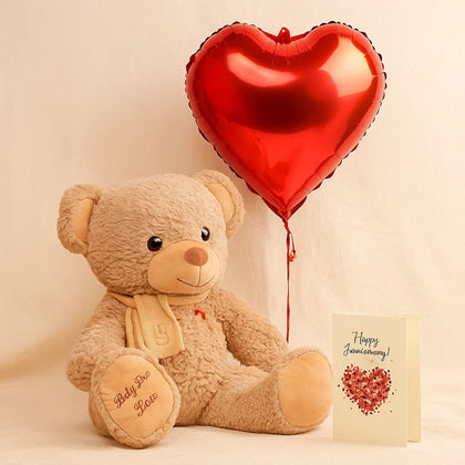 Anniversary Teddy n Heart Balloon 