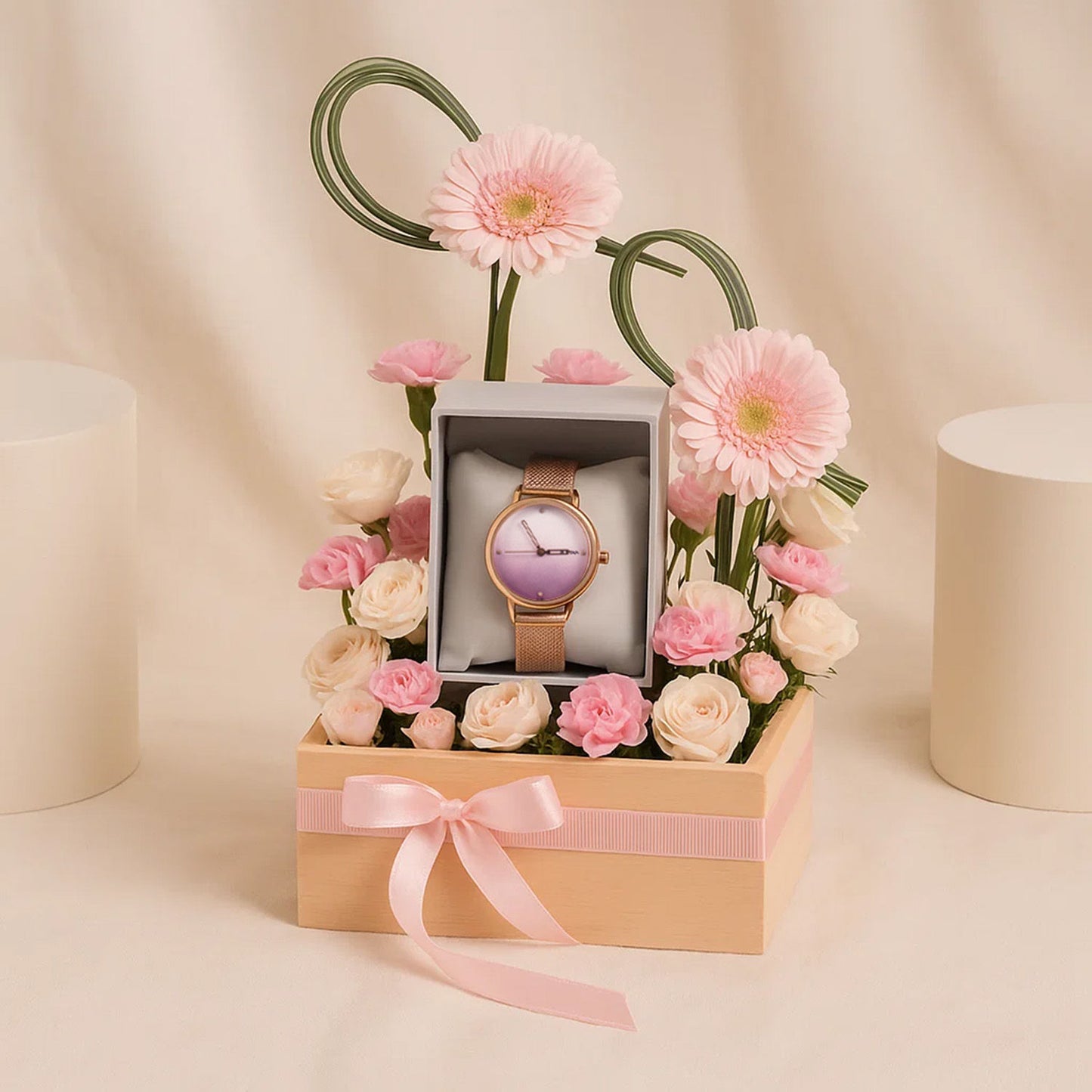 Titan Women’s Rose Gold Watch  n Flower Box