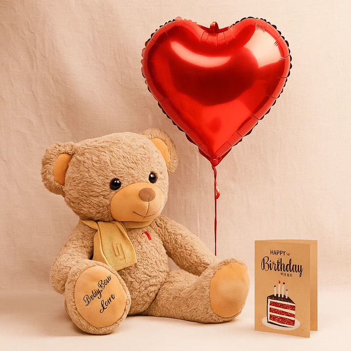 HBD Teddy n Heart Balloon 