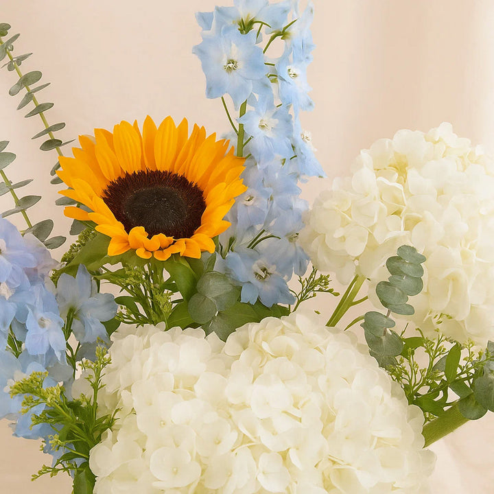 Sunflower n Hydrangea Bowl Arrangement