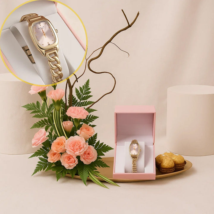 Titan Raga Watch For Her With Flowers n Chocolate 