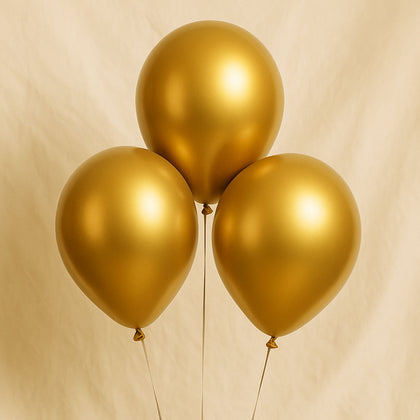 3 Metallic Gold Latex Balloons