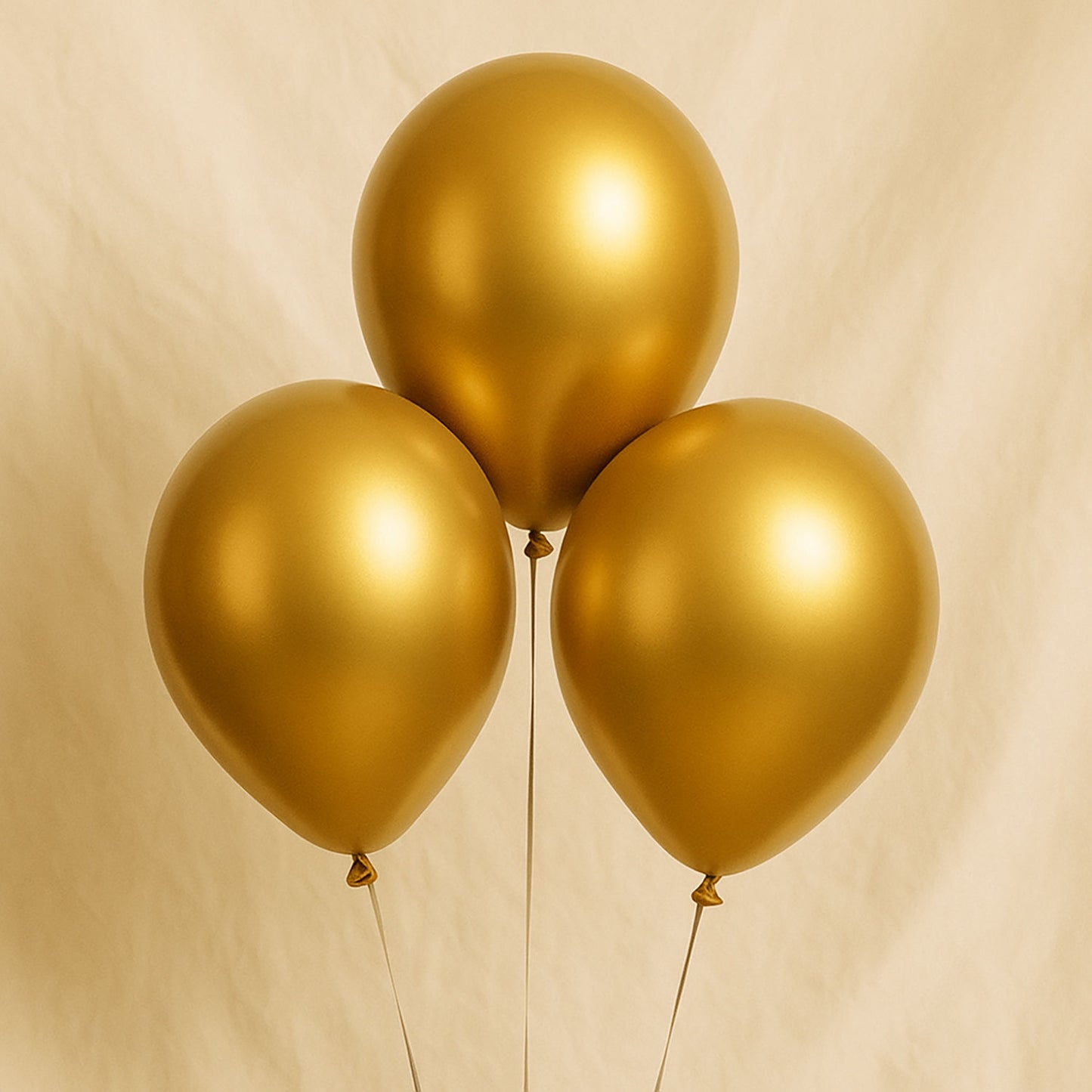 3 Metallic Gold Latex Balloons