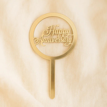 Happy Anniversary Gold Topper