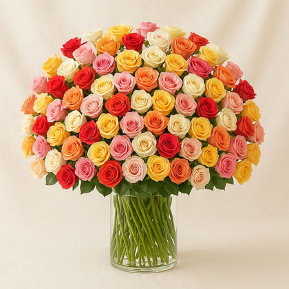 100 Roses Amazing Glass Vase