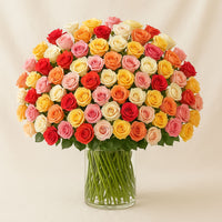 Amazing 100 Roses Glass Vase
