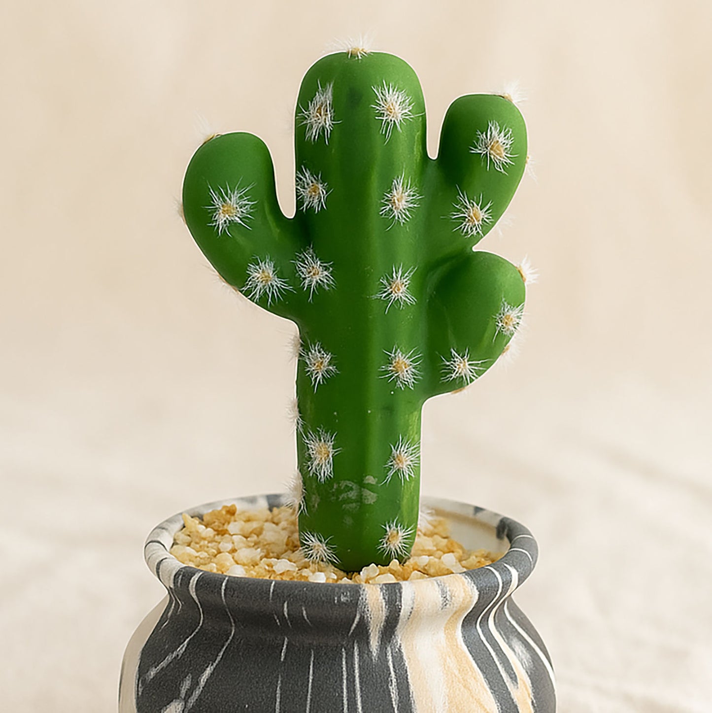 Artificial Cactus Plant Marble Pot