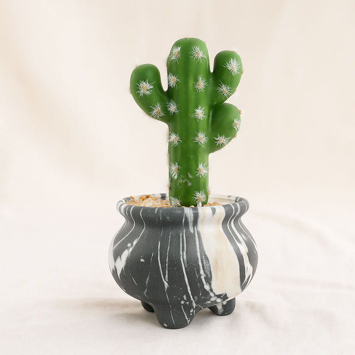 Artificial Cactus Plant Marble Pot