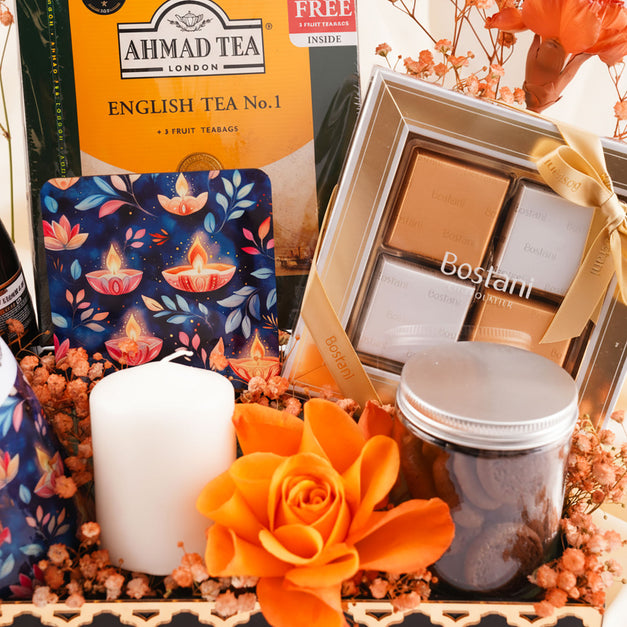 Diwali Flower Basket With Bostani n Treats