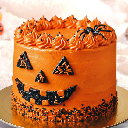 كيك هالوين وجه اليقطينة