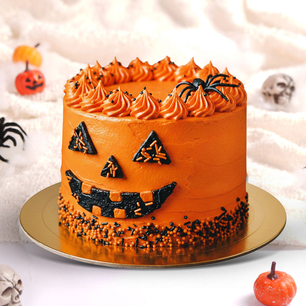 Pumpkin Face Halloween Cake