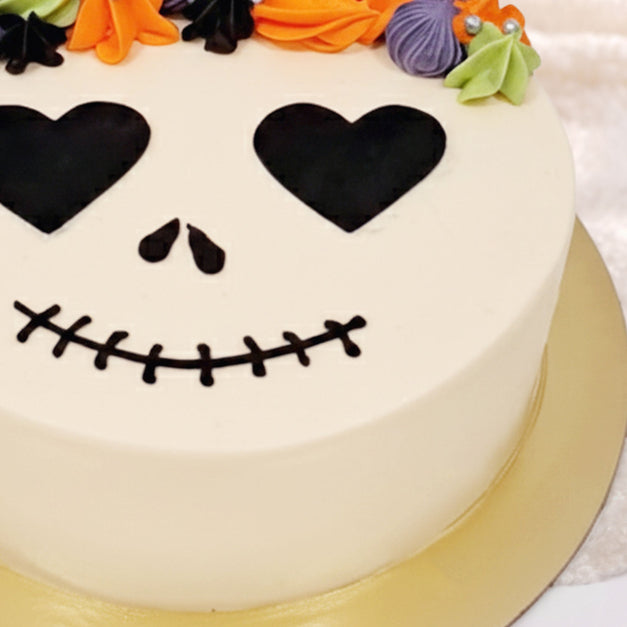 Halloween Floral Skull Cake