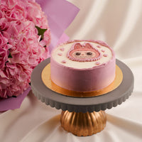 Pink Hydrangea Dream Flowers n Labubu Cake