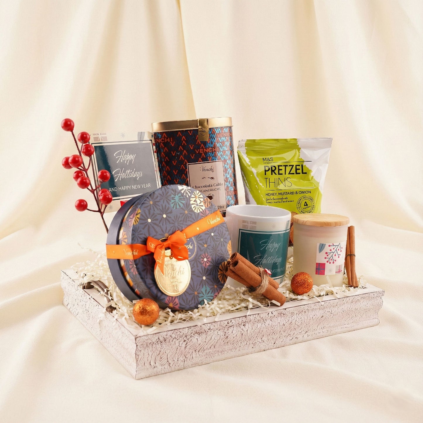 Hot Cocoa Chocolates Pretzels New Year Hamper