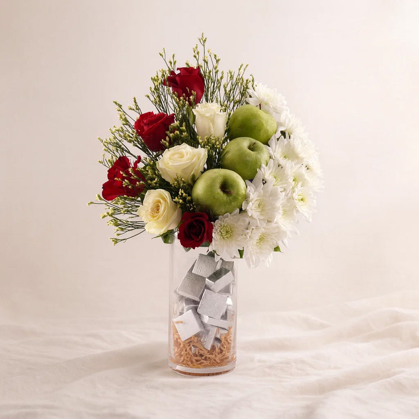 Green Apple with Chocolate Flower Vase