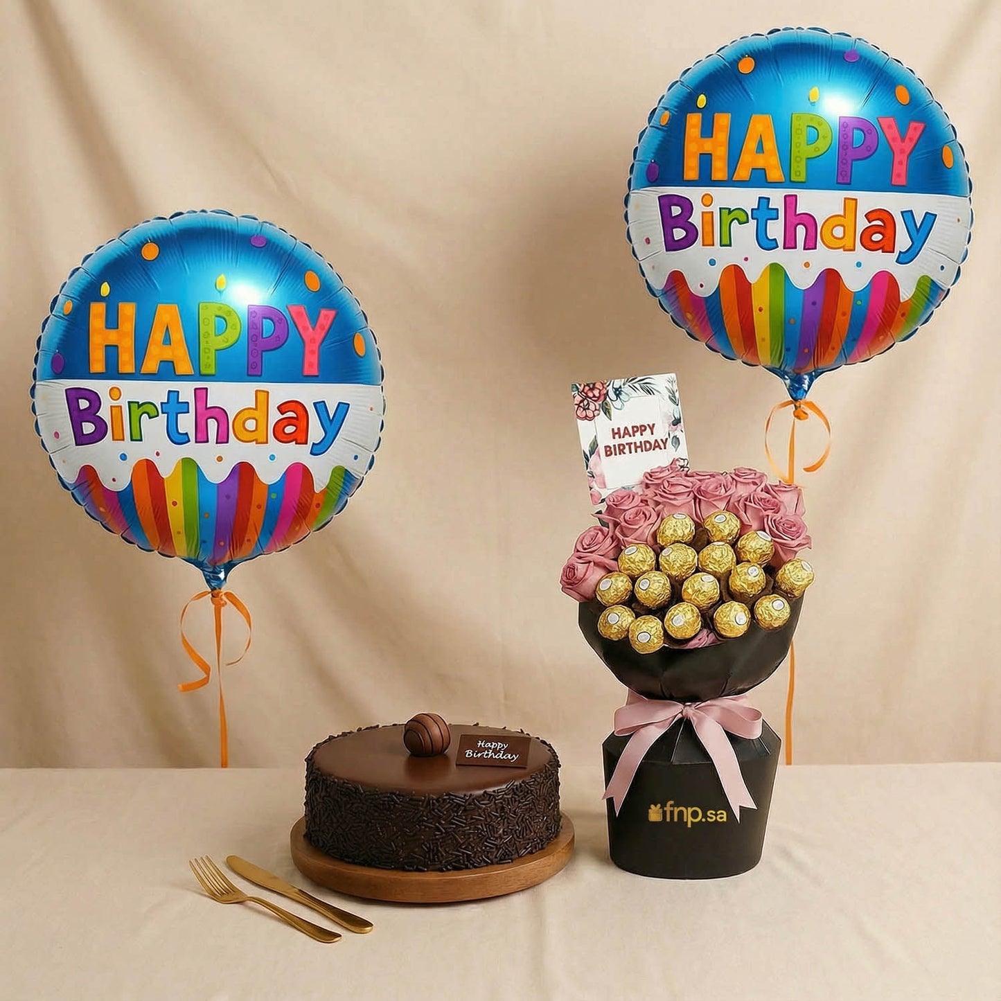 بوكيه بيرثداي ورد وشوكولاتة