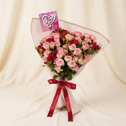 Endless Love Baby Rose Bouquet | Pink Wrap