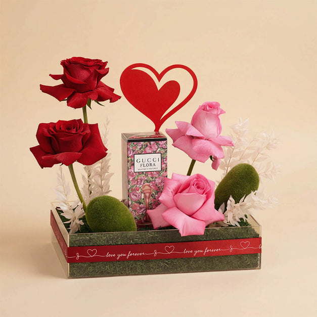 Gucci Perfume with Romantic Roses Love Tray