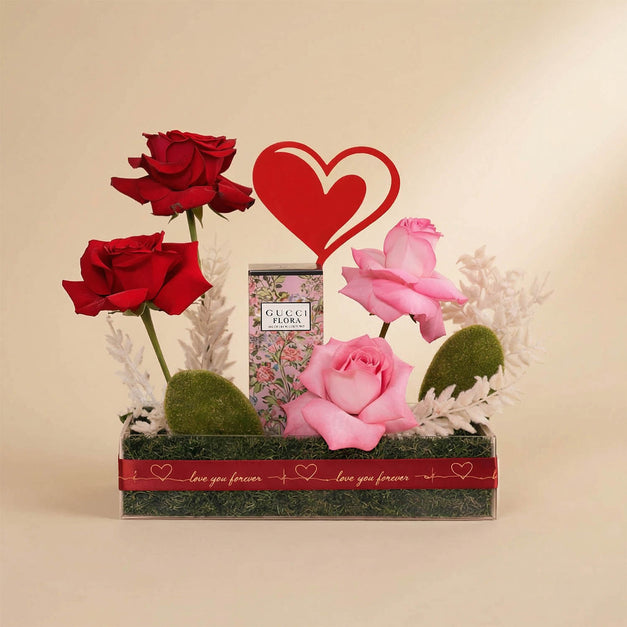 Gucci Perfume with Romantic Roses Love Tray
