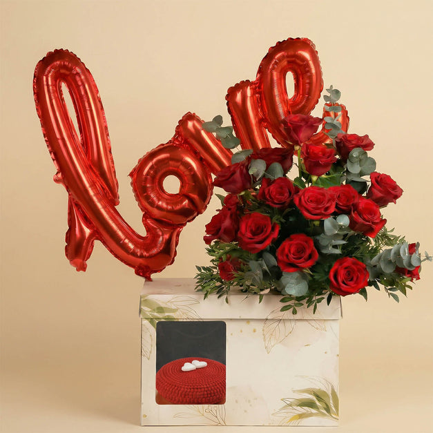 LOVE Box | Roses & Chocolate Cake for Valentine
