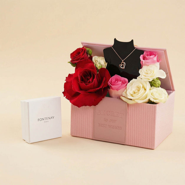 Fontenay Double Heart Necklace n Rose Box