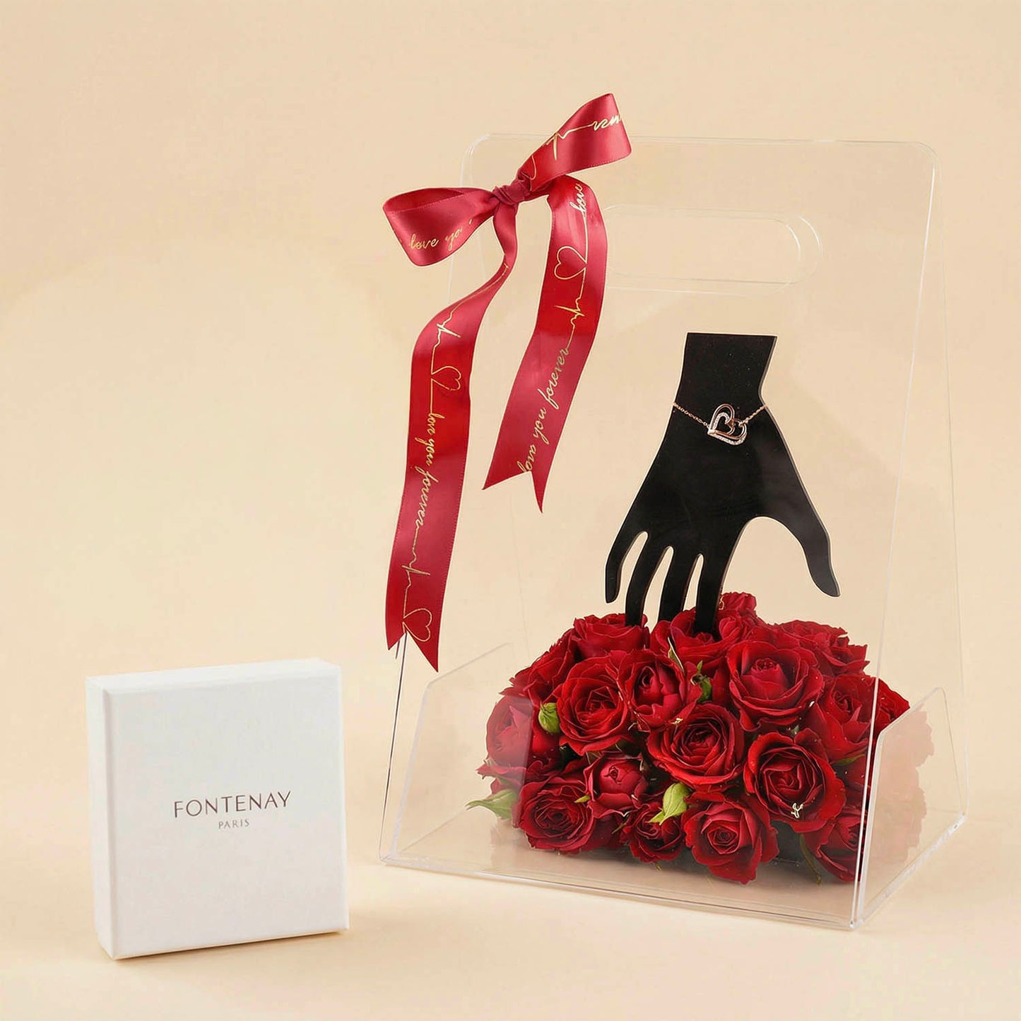 Fontenay Double Heart Bracelet n Red Rose Bag