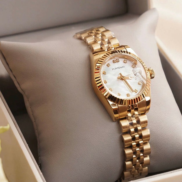 Fontenay Women Watch with Red n White Flower Box