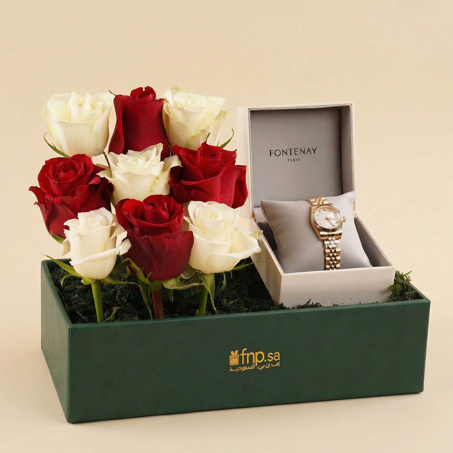Fontenay Women Watch with Red n White Flower Box