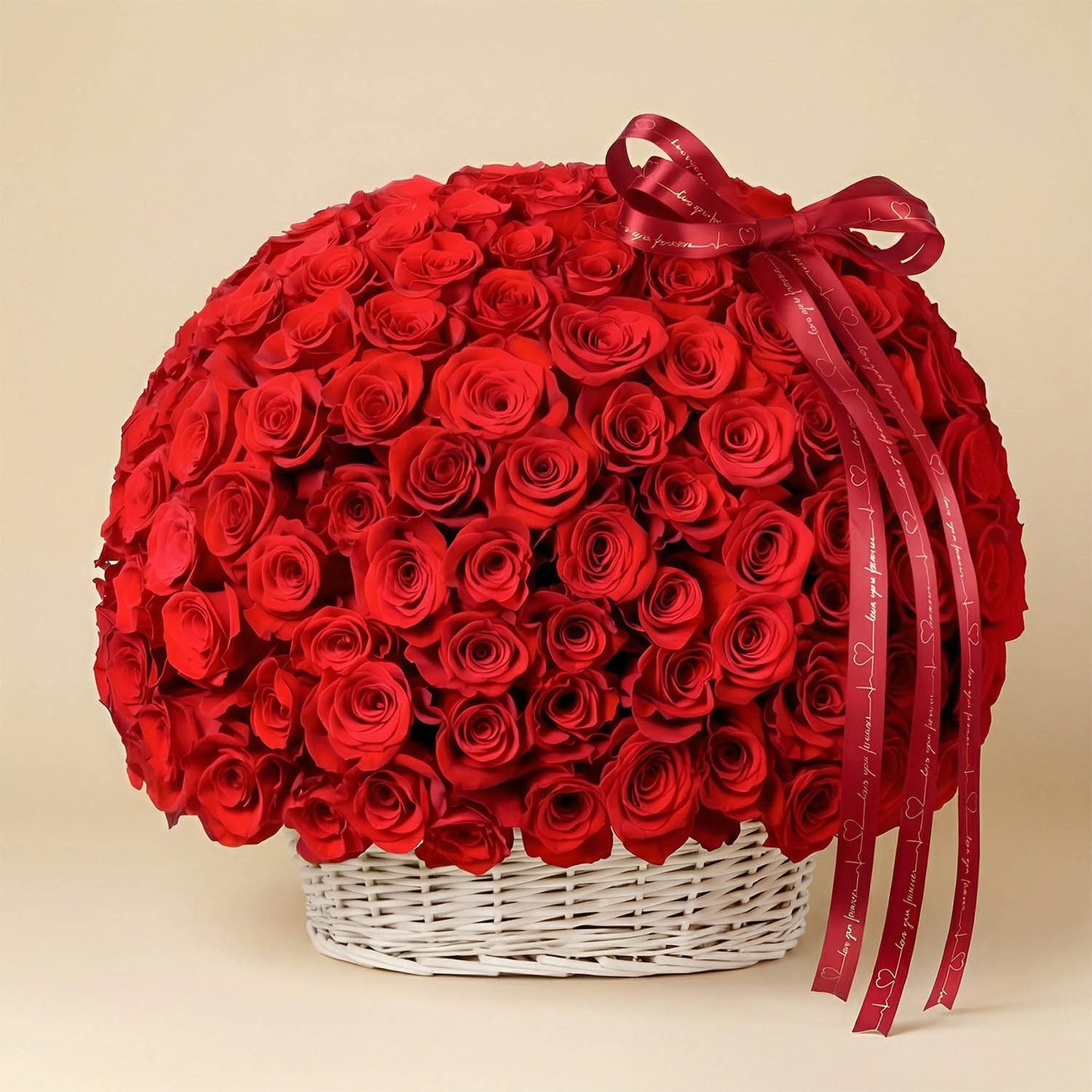 199 وردة حمراء في سلة سيمفونية الحب