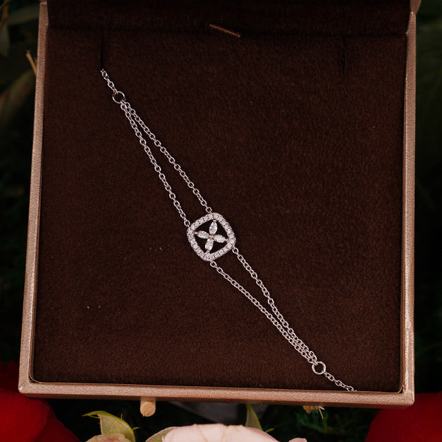 سوار كوهجي ألماس و ذهب 18 قيراط مع ورد