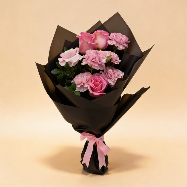 Pink Carnations & Roses Valentine Flower Bouquet