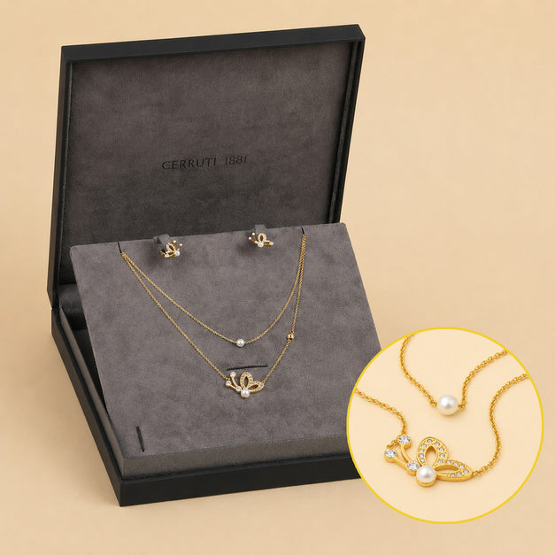 Cerruti 1881 Butterfly Earrings & Necklace Set for Her