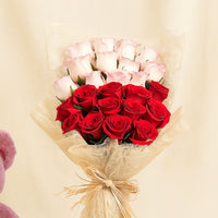 Blush of Love Roses n Teddy Bear