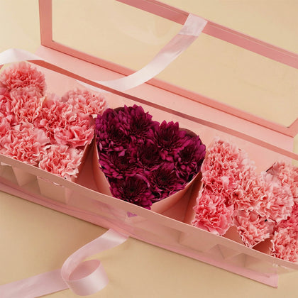 Chrysanthemum & Carnation Mom Heart Box