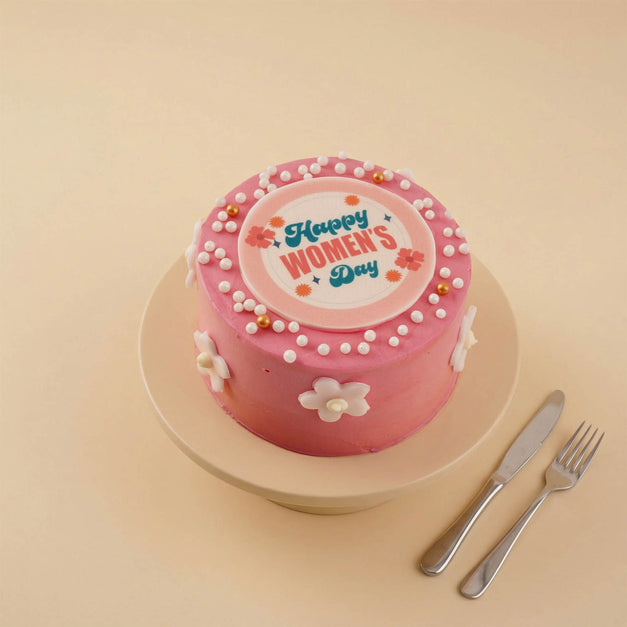 Happy Womens Day Floral Mini Cake