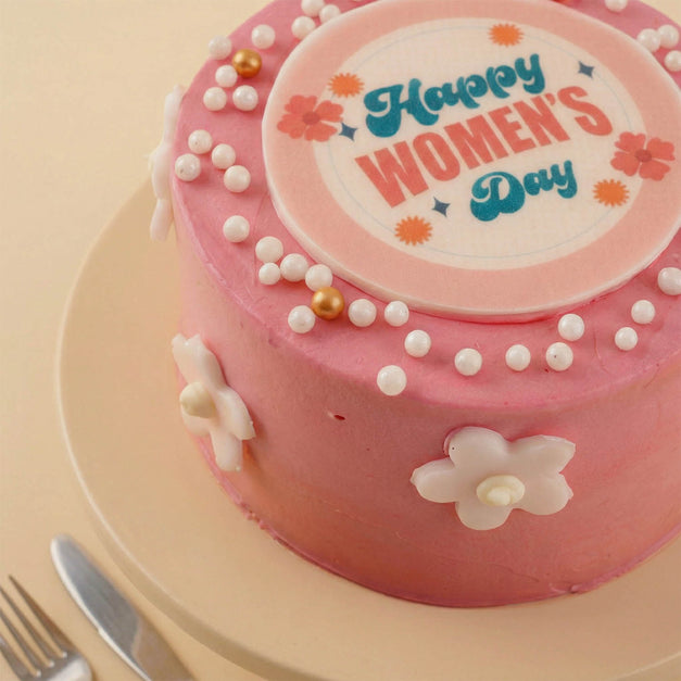 Happy Womens Day Floral Mini Cake