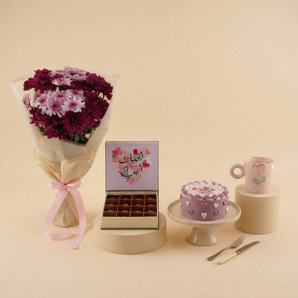 طقم هدايا باقة ورود الأقحوان