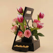 Pink Flower Stand with Chocolates