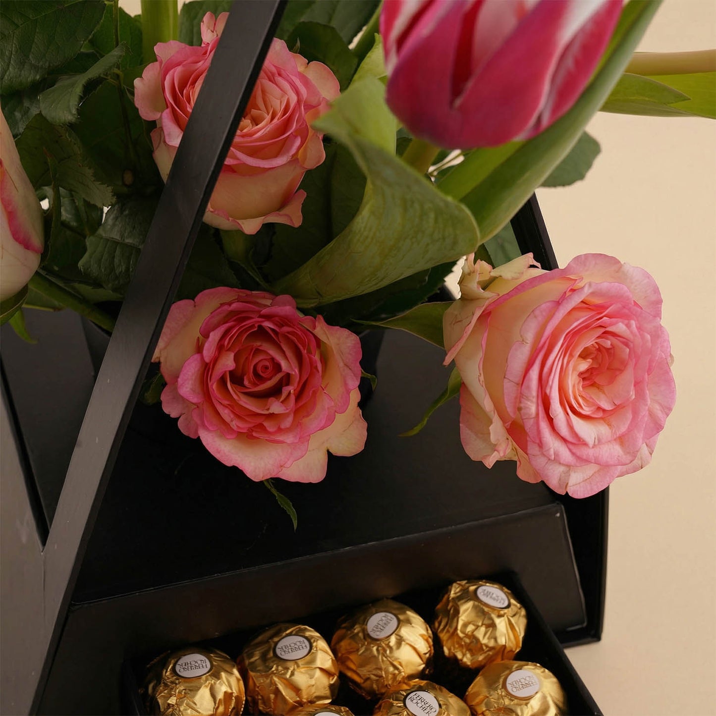 Pink Flower Stand with Chocolates