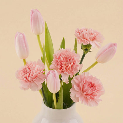 Pink Tulips & Carnations Vase