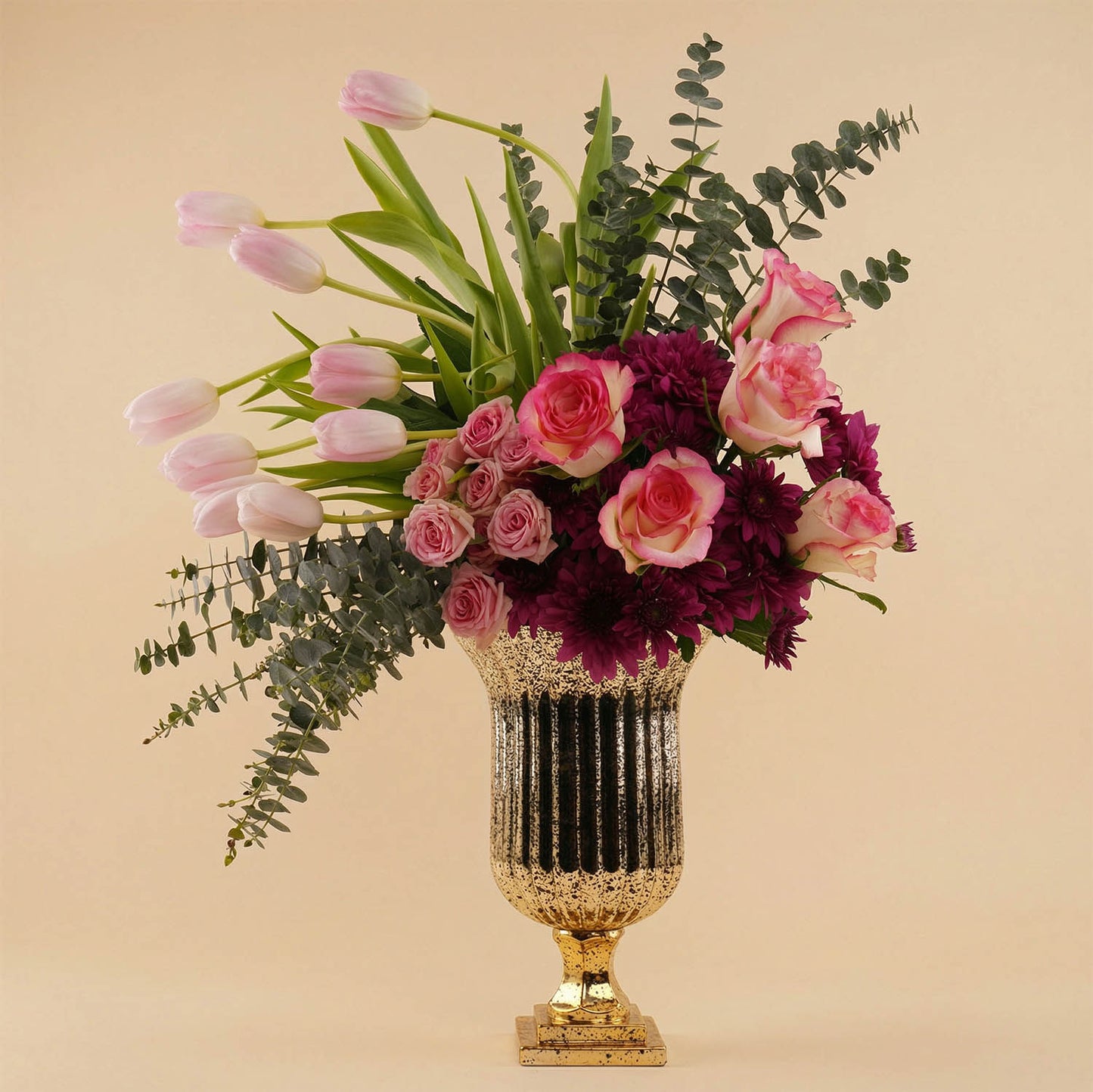 My Queen Pink Flower Vase n Tulips