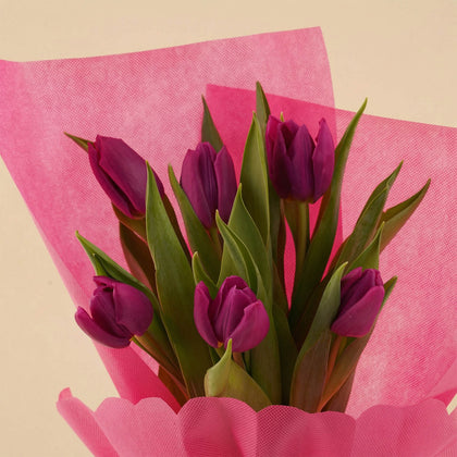 Purple Tulip Bouquet For Mom