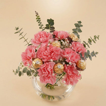 Sweet Emotions Pink Carnations & Chocolates